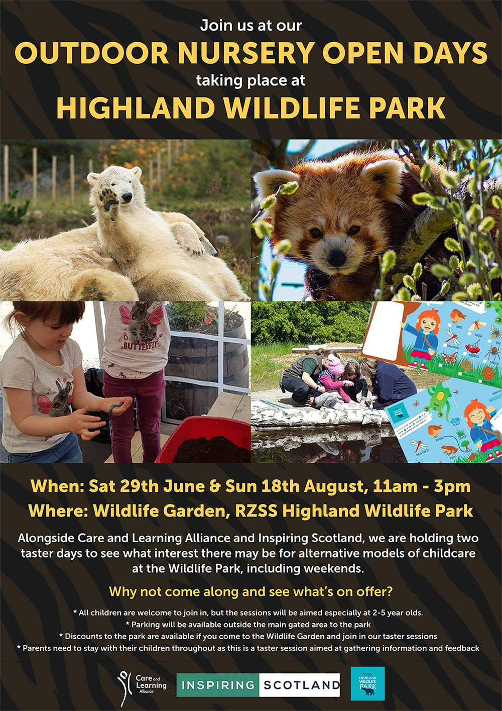 outdoor nursery open days, taking place at Highland Wildlife